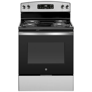 GE 30 in. 5.0 cu. ft. Oven Freestanding Electric Range with 4 Coil Burners - Stainless Steel, Stainless Steel, hires