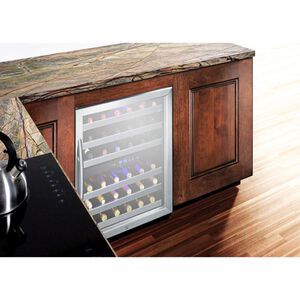 Summit 24 in. Undercounter Wine Cooler with Wood Racks, Dual Temperature Zones & 46-Bottle Capacity - Stainless Steel, , hires