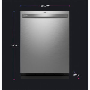 GE Profile 24 in. Top Control Flush-Mount Smart Dishwasher with 44 dBa Sound Level, 3rd-Rack & Dry Boost - Fingerprint Resistant Stainless, , hires