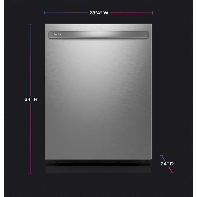 GE Profile 24 in. Top Control Flush-Mount Smart Dishwasher with 44 dBa Sound Level, 3rd-Rack & Dry Boost - Fingerprint Resistant Stainless, , hires