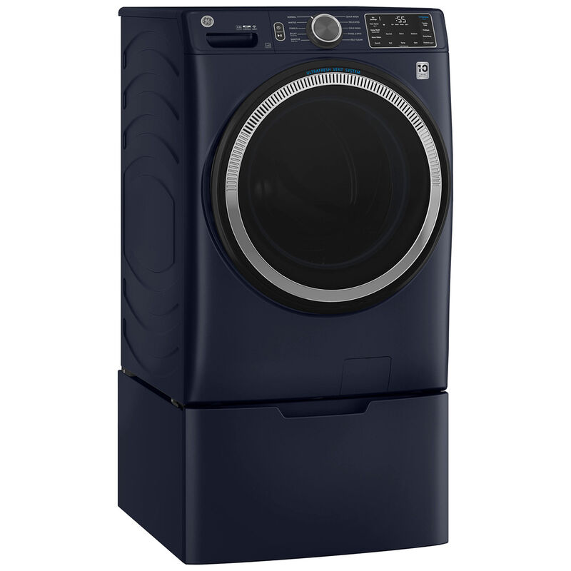 GE 28 in. 4.8 cu. ft. Smart Stackable Front Load Washer with UltraFresh Vent System with OdorBlock, Microban Antimicrobial Technology & Sanitize with Oxi - Sapphire Blue, Sapphire Blue, hires