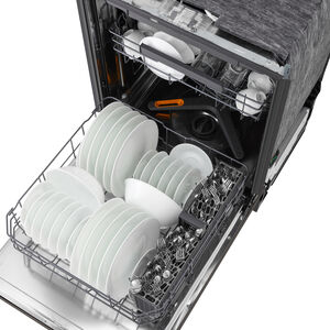 LG 24 in. Top Control Flush-Mount Smart Dishwasher with 46 dBA Sound Level, 3rd-Rack, AutoVent Dry & Pocket Handle - Black Stainless Steel, , hires