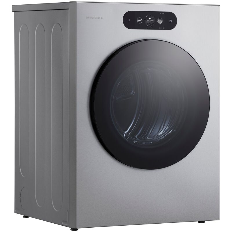 LG SIGNATURE 29 in. 9.0 cu. ft. Smart Stackable Gas Dryer with Built-In Intelligence, TurboSteam, AI Sensor Dry & Sanitize Cycle - Brushed Platinum Steel, , hires
