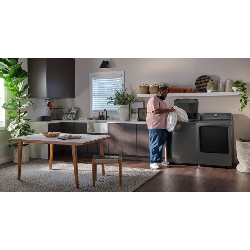 LG 27 in. 7.3 cu. ft. Electric Dryer with FlowSense Duct Clogging Indicator, LoDecibel Quiet Operation & Sensor Dry - Monochrome Gray, Monochrome Gray, hires