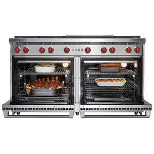 Wolf 60 in. 8.8 cu. ft. Standard Convection Double Oven Gas Range with 6 Sealed Burners & Griddle - Stainless Steel, , hires