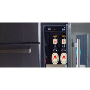 XO 24 in. Built-In/Freestanding 5.7 cu. ft. Compact Beverage Center with Adjustable Shelves & Digital Control - Black Stainless Steel, , hires