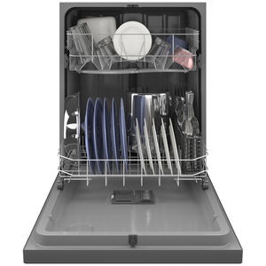 GE 24 in. Front Control Flush-Mount Dishwasher with 59 dBa Sound Level, Dry Boost & Pocket Handle - Stainless Steel, , hires