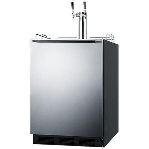Summit 24 in. 5.5 cu. ft. Beer Dispenser with 2 Taps - Stainless Steel, , hires