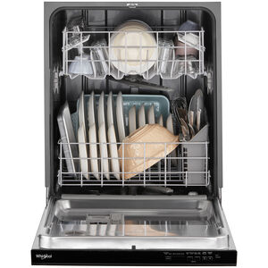 Whirlpool 24 in. Top Control Dishwasher with 55 dBa Sound Level & Pocket - Black, Black, hires
