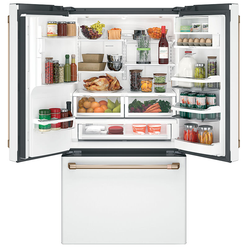 Cafe 36 in. 22.1 cu. ft. Smart Counter Depth French Door Refrigerator with External Ice & Water Dispenser - Matte White, Matte White, hires