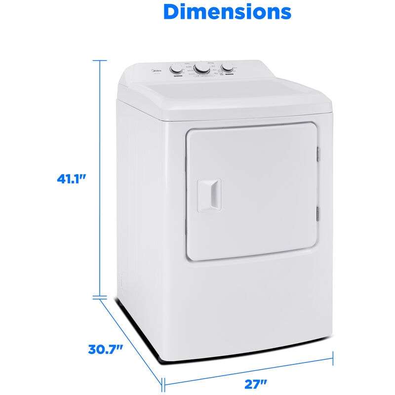 Midea 27 in. 7.0 cu. ft. Electric Dryer with Sensor Dry - White, , hires