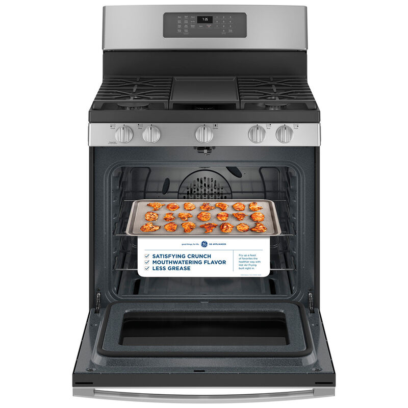 GE 30 in. 5.0 cu. ft. Air Fry Convection Oven Freestanding Gas Range with 5 Sealed Burners & Griddle - Stainless Steel, Stainless Steel, hires