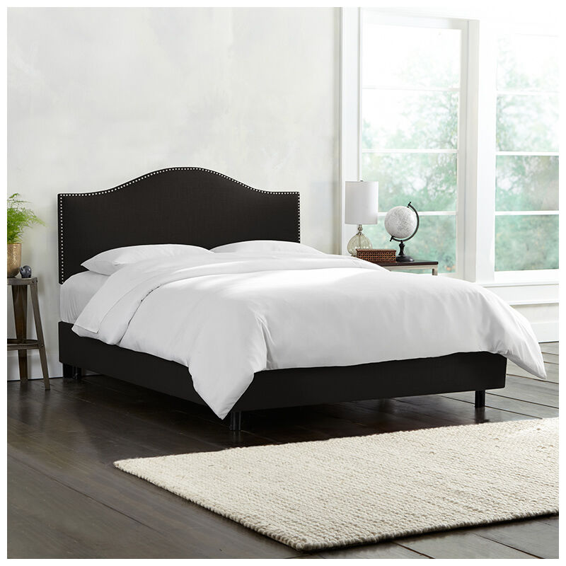 Skyline Twin Nail Button Bed in Linen - Black, Black, hires