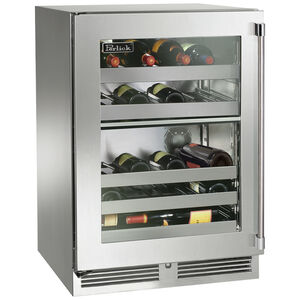 Perlick Signature Series 24 in. Compact Built-In 5.2 cu. ft. Wine Cooler with 32 Bottle Capacity, Dual Temperature Zone & Digital Control - Stainless Steel, , hires