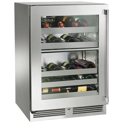 Perlick Signature Series 24 in. Compact Built-In 5.2 cu. ft. Wine Cooler with 32 Bottle Capacity, Dual Temperature Zone & Digital Control - Stainless Steel | HP24DO-4-3L