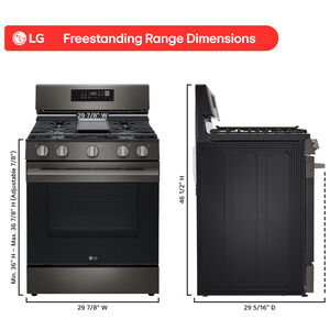 LG 30 in. 6.3 cu. ft. Smart Air-Fry True European Convection Gas Range with 5 Sealed Burners & Griddle - Black Stainless Steel, , hires