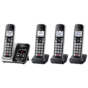 Panasonic 4 Handset Cordless Phone - Black with Silver Trim, , hires