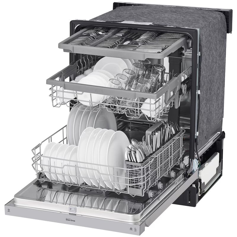 LG 24 in. Front Control Dishwasher with 48 dBa Sound Level, 3rd-Rack, Dynamic Dry & Pocket - PrintProof Stainless Steel, PrintProof Stainless Steel, hires