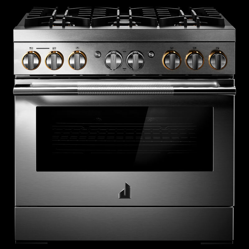 JennAir Rise Series 36 in. 5.1 cu. ft. Smart True European Convection Dual Fuel Range with 6 Sealed Burners - Stainless Steel, , hires