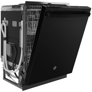 GE 24 in. Top Control Flush-Mount Dishwasher with 45 dBa Sound Level, 3rd-Rack & Dry Boost - Black, Black, hires