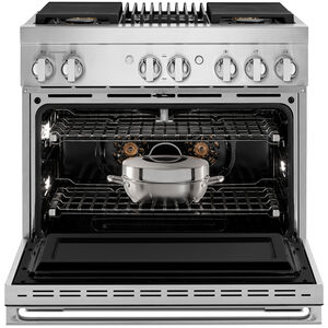 JennAir Noir Series 36 in. 5.1 cu. ft. Smart True European Convection Dual Fuel Range with 4 Sealed Burners & Grill - Stainless Steel, , hires
