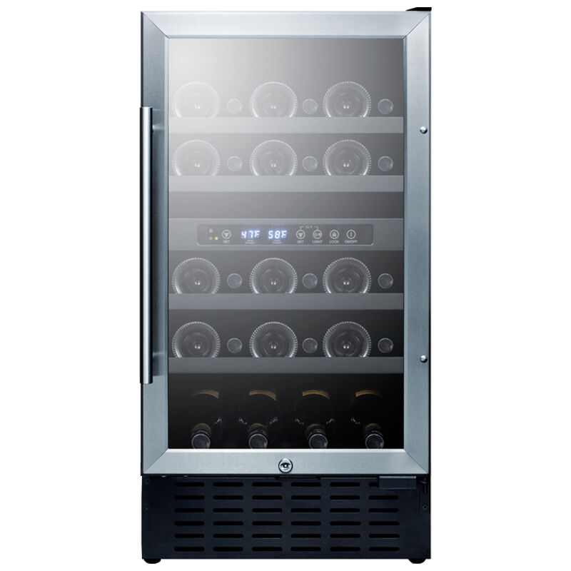 Summit 18 in. Undercounter Wine Cooler with Dual Zones & 28 Bottle Capacity Stainless Steel, , hires