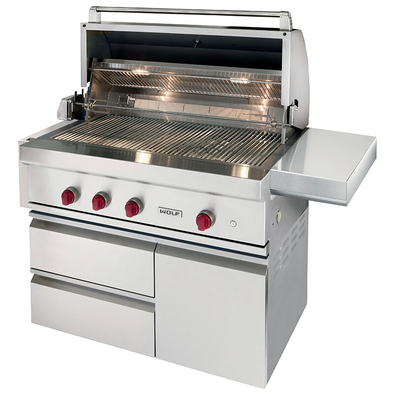 Wolf 42 in. 3-Burner Built-In Liquid Propane Gas Grill with Rotisserie, Sear Burner & Smoker Box - Stainless Steel, , hires
