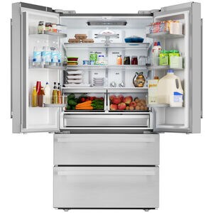 Sharp 36 in. 22.5 cu. ft. Counter Depth 4-Door French Door Refrigerator with Ice Maker - Stainless Steel, , hires