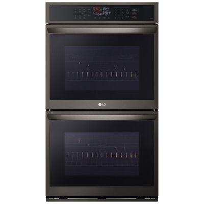 LG 30 in. 9.4 cu. ft. Electric Smart Double Wall Oven with Standard Convection & Self Clean - PrintProof Black Stainless Steel | WDEP9423D