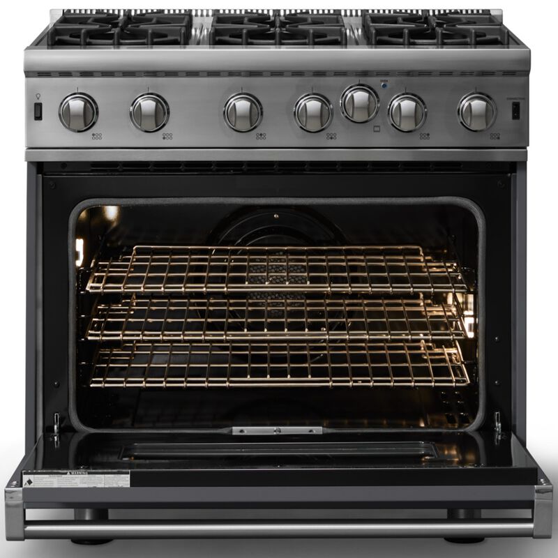 Viking 5 Series 36 in. 5.1 cu. ft. Standard Convection Gas Range with Open Burners - Cast Black, , hires
