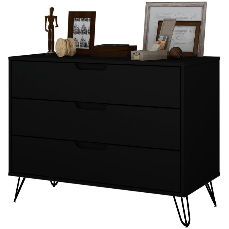 Manhattan Comfort Rockefeller Mid-Century Modern Dresser - Black, , hires
