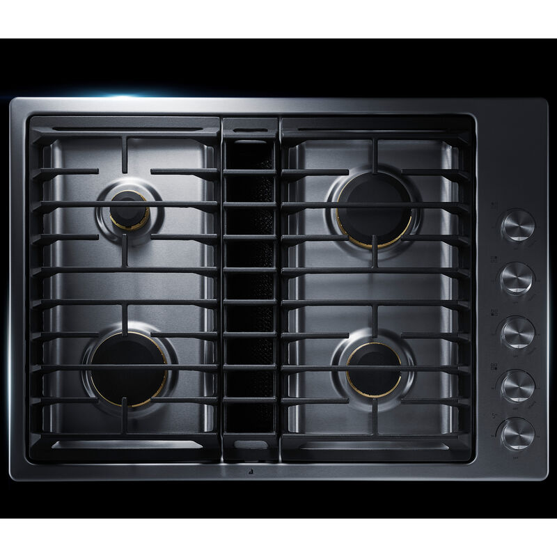 JennAir 30 in. 4-Burner Natural Gas Cooktop with Downdraft & Power Burner - Stainless Steel, , hires