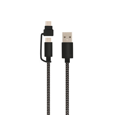 Helix Dual USB-A to USB-C or Micro USB 5ft Cable - Black | ETHACMBLK