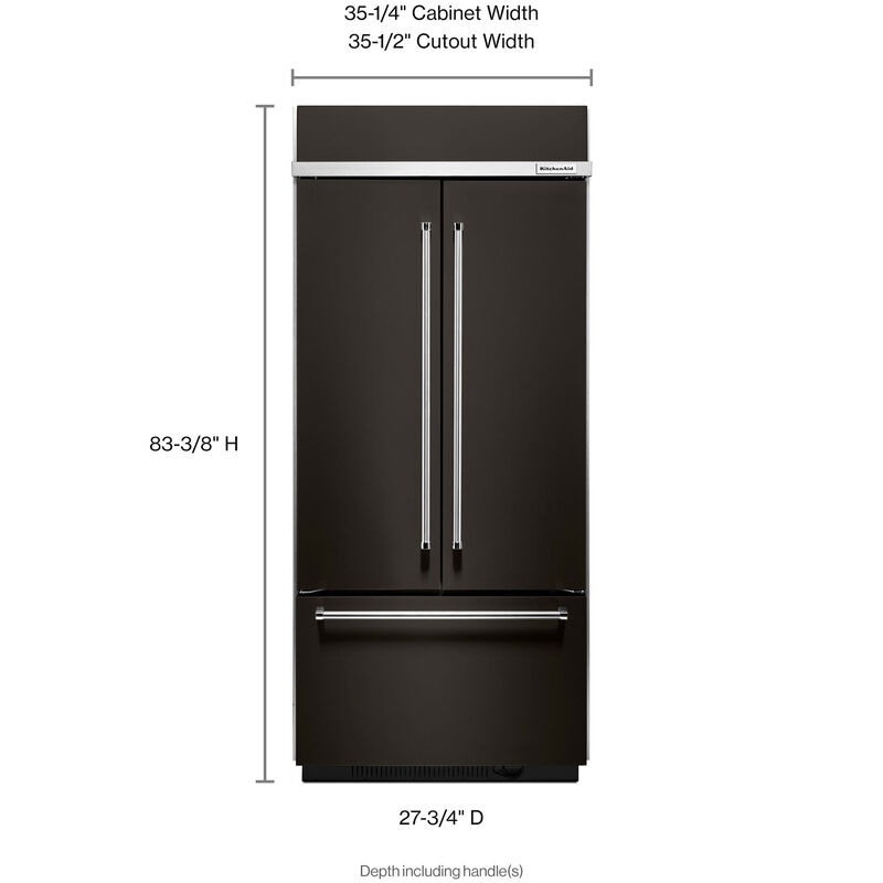 KitchenAid 36 in. Built-In 20.8 cu. ft. French Door Refrigerator - Black Stainless, Black Stainless, hires