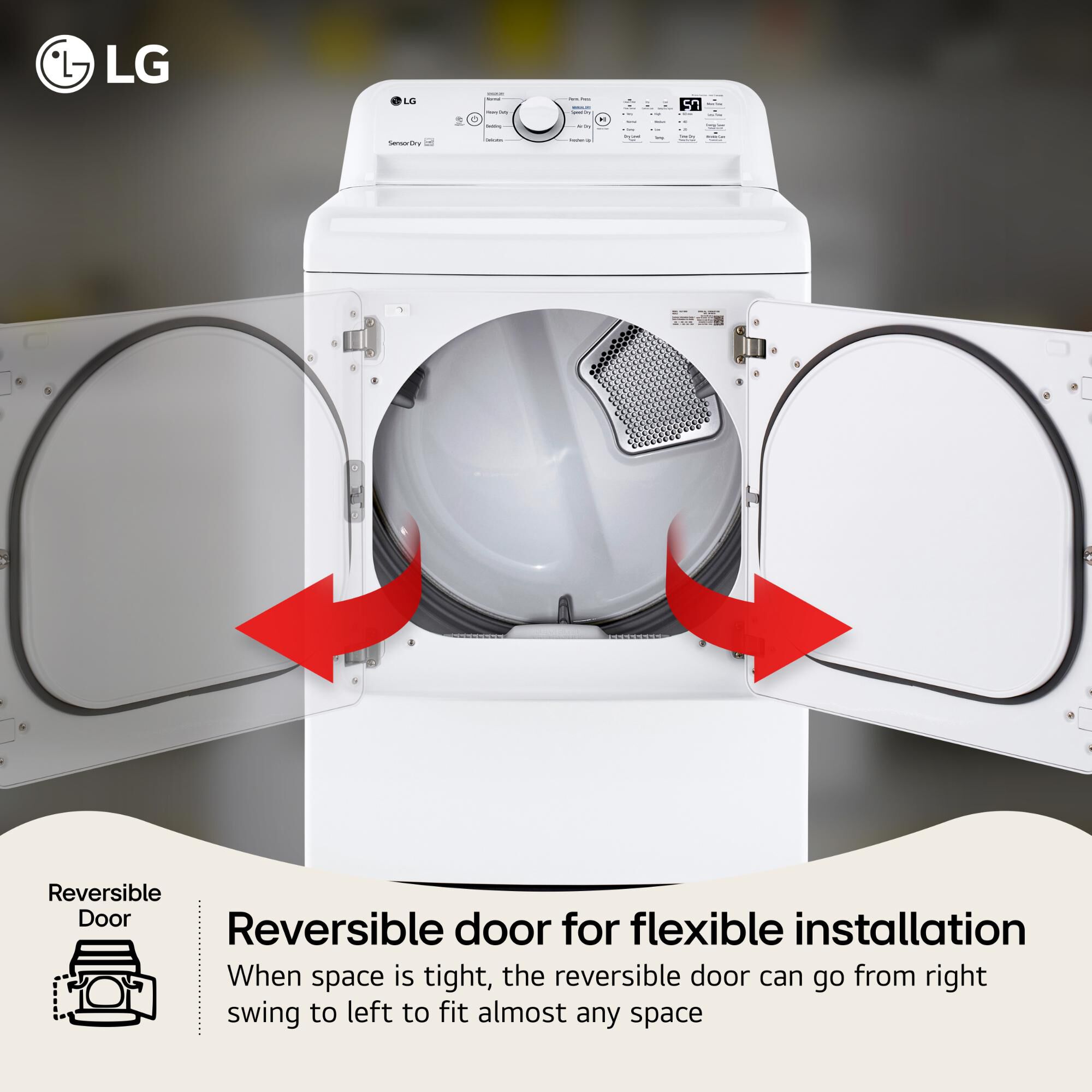 LG ドラム式洗濯機 本体 ホワイト LG 27 in. 7.3 cu. ft. Electric Dryer with Sensor Dry Technology