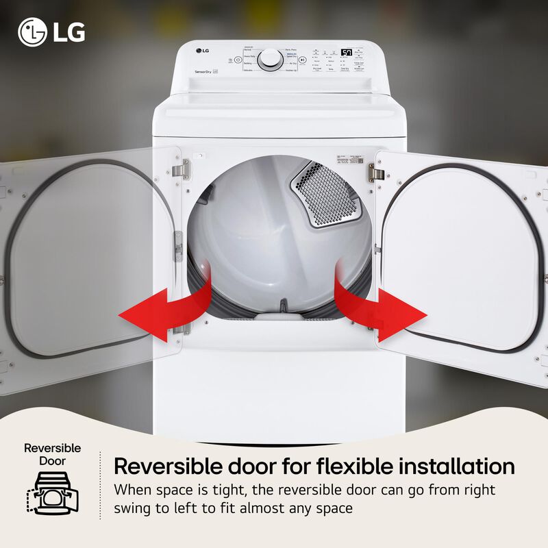 LG 27 in. 7.3 cu. ft. Electric Dryer with Sensor Dry Technology & Solid White Door Trim - White, , hires