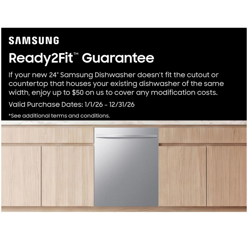 Samsung 24 in. Top Control Flush-Mount Dishwasher with 48 dBA Sound Level, 3rd-Rack & AutoRelease Door Drying - Fingerprint Resistant Stainless Steel, , hires