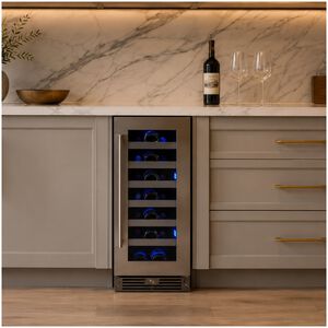 XO 15 in. Undercounter Wine Cooler with Metal Racks, Single Temperature Zone & 34 Bottle Capacity - Stainless Steel, , hires
