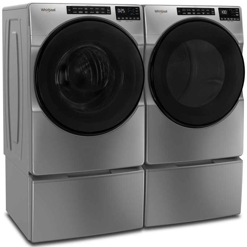 Whirlpool 27 in. 5.0 cu. ft. Stackable Front Load Washer with Sanitize & Steam Wash Cycle - Chrome Shadow, Chrome Shadow, hires