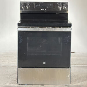 GE 30 in. 5.3 cu. ft. Smart Air Fry Standard Convection Electric Range with Radiant Burners - Stainless Steel (Open Box Good Condition), , hires