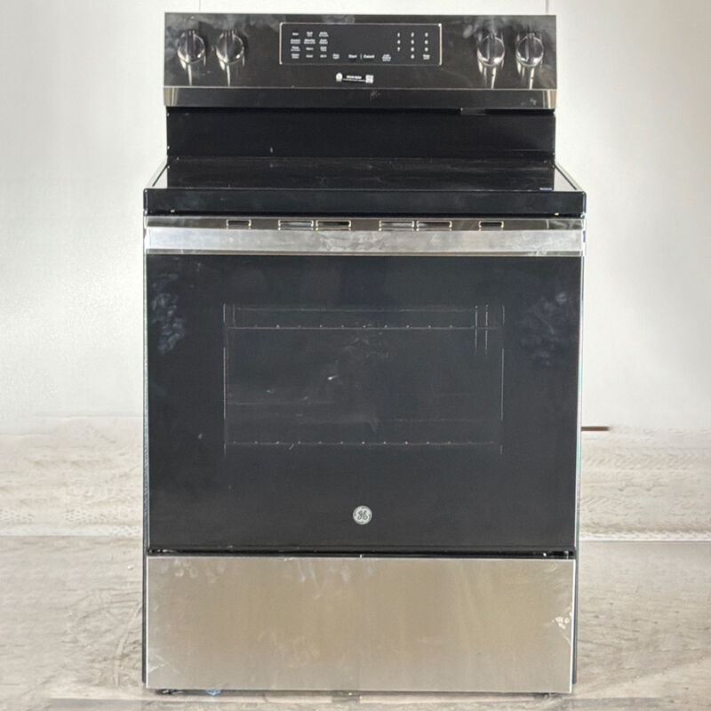 GE 30 in. 5.3 cu. ft. Smart Air Fry Standard Convection Electric Range with Radiant Burners - Stainless Steel (Open Box Good Condition), , hires