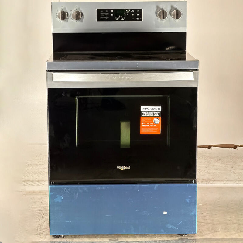 Whirlpool 30 in. 5.3 cu. ft. Air-Fry Standard Convection Electric Range with Radiant Burners - Fingerprint Resistant Stainless Steel (Open Box Excellent Condition), , hires