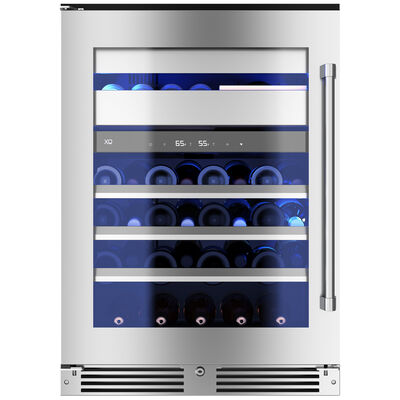 XO 24 in. Compact Built-In/Freestanding 5.7 cu. ft. Wine Cooler with 30 Bottle Capacity, Dual Temperature Zones & Digital Control - Stainless Steel | XOU24WWGSL