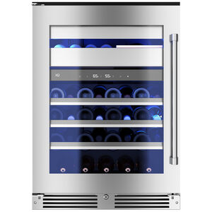 XO 24 in. Compact Built-In/Freestanding 5.7 cu. ft. Wine Cooler with 30 Bottle Capacity, Dual Temperature Zones & Digital Control - Stainless Steel, , hires