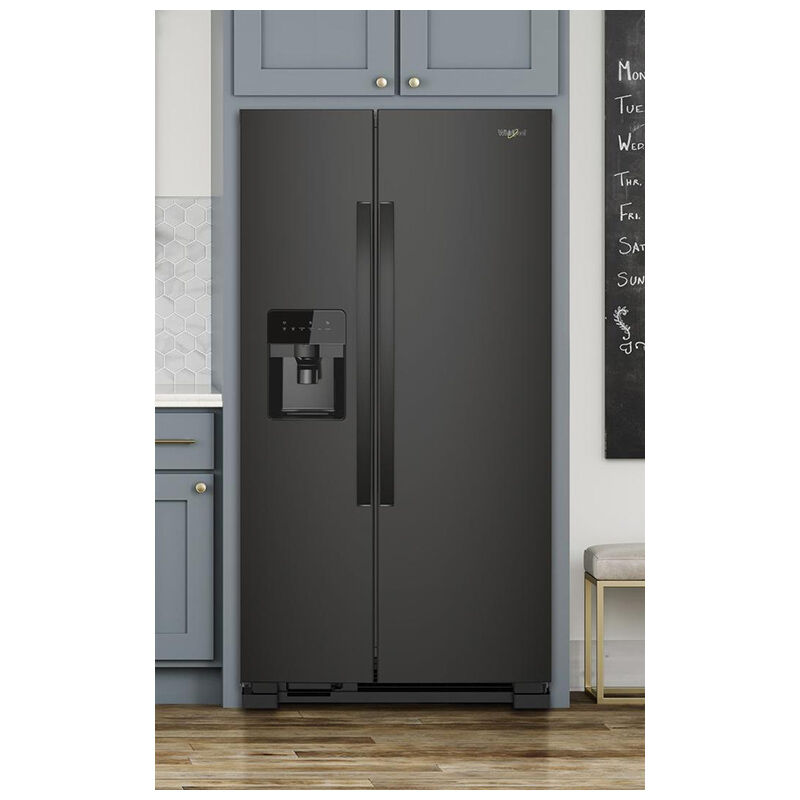 Whirlpool 33 in. 21.4 cu. ft. Side by Side Refrigerator with Ice & Water Dispenser - Black, Black, hires