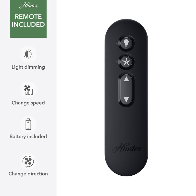 Hunter 52 in. Fonthill Energy Star HunterExpress Ceiling Fan with LED Light Kit & Handheld Remote - Matte Black, Matte Black, hires