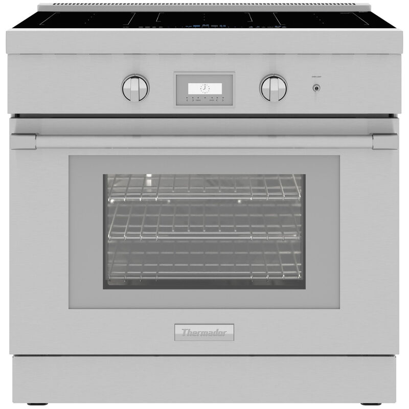 Thermador Professional Series 36 in. 4.9 cu. ft. Smart True European Convection Electric Range with 5 Induction Burners - Stainless Steel, , hires