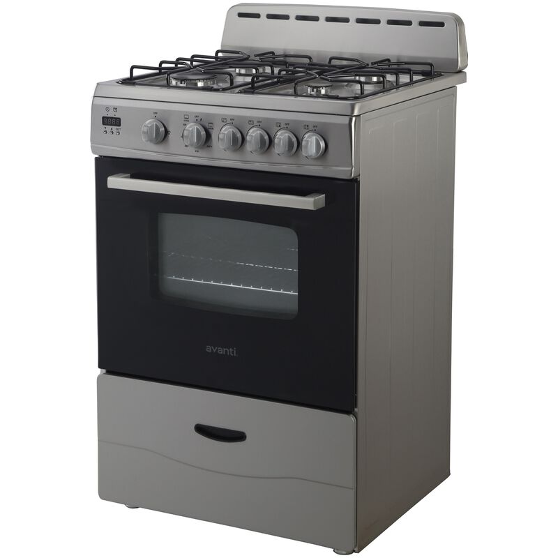 Avanti 24 in. 2.6 cu. ft. Gas Range with 4 Sealed Burners - Stainless Steel, , hires