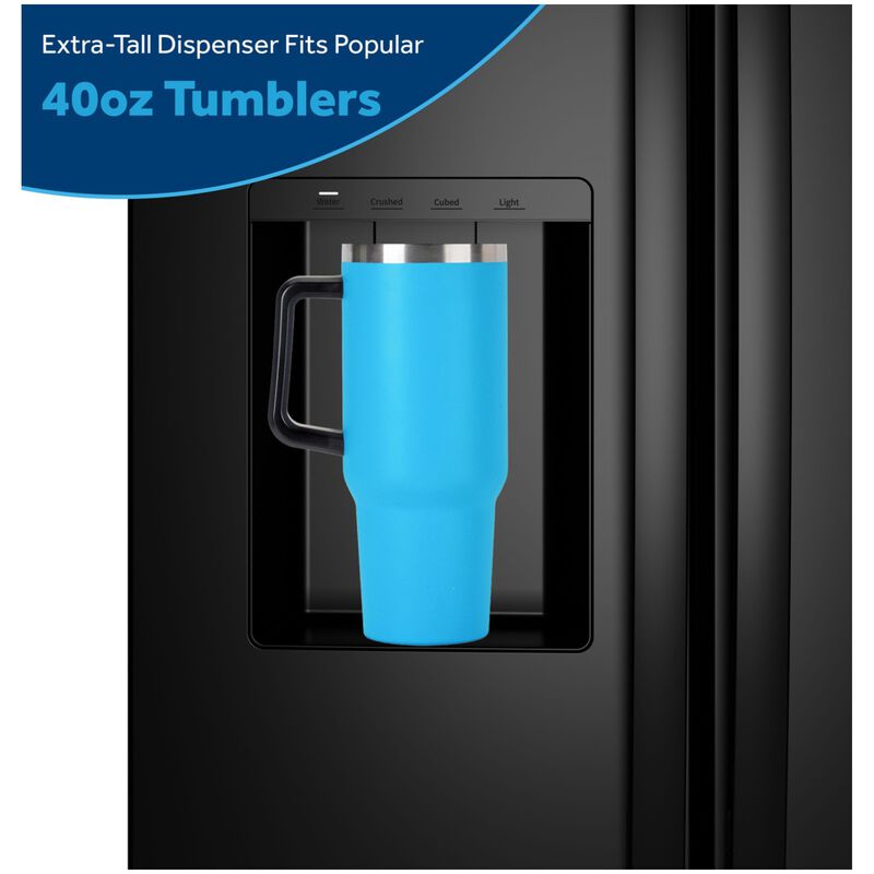 GE 36 in. 27.9 cu. ft. Side-by-Side Refrigerator with Ice & Water Dispenser - Black, , hires