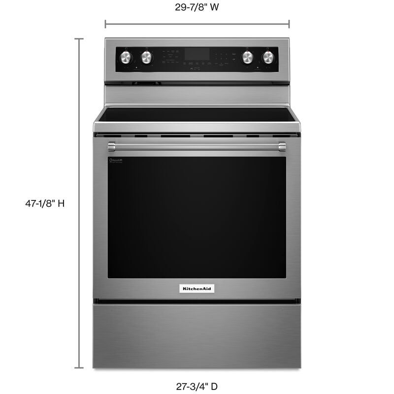 KitchenAid 30 in. 6.4 cu. ft. True European Convection Electric Range with Radiant Burners - Stainless Steel, Stainless Steel, hires